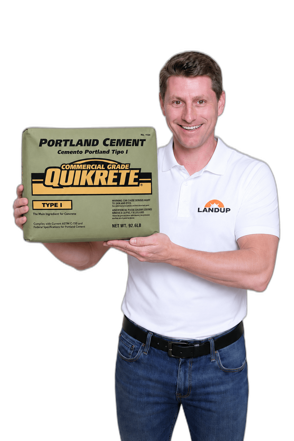 LandUp crew member holding cement — concrete slab installation, Phoenix AZ