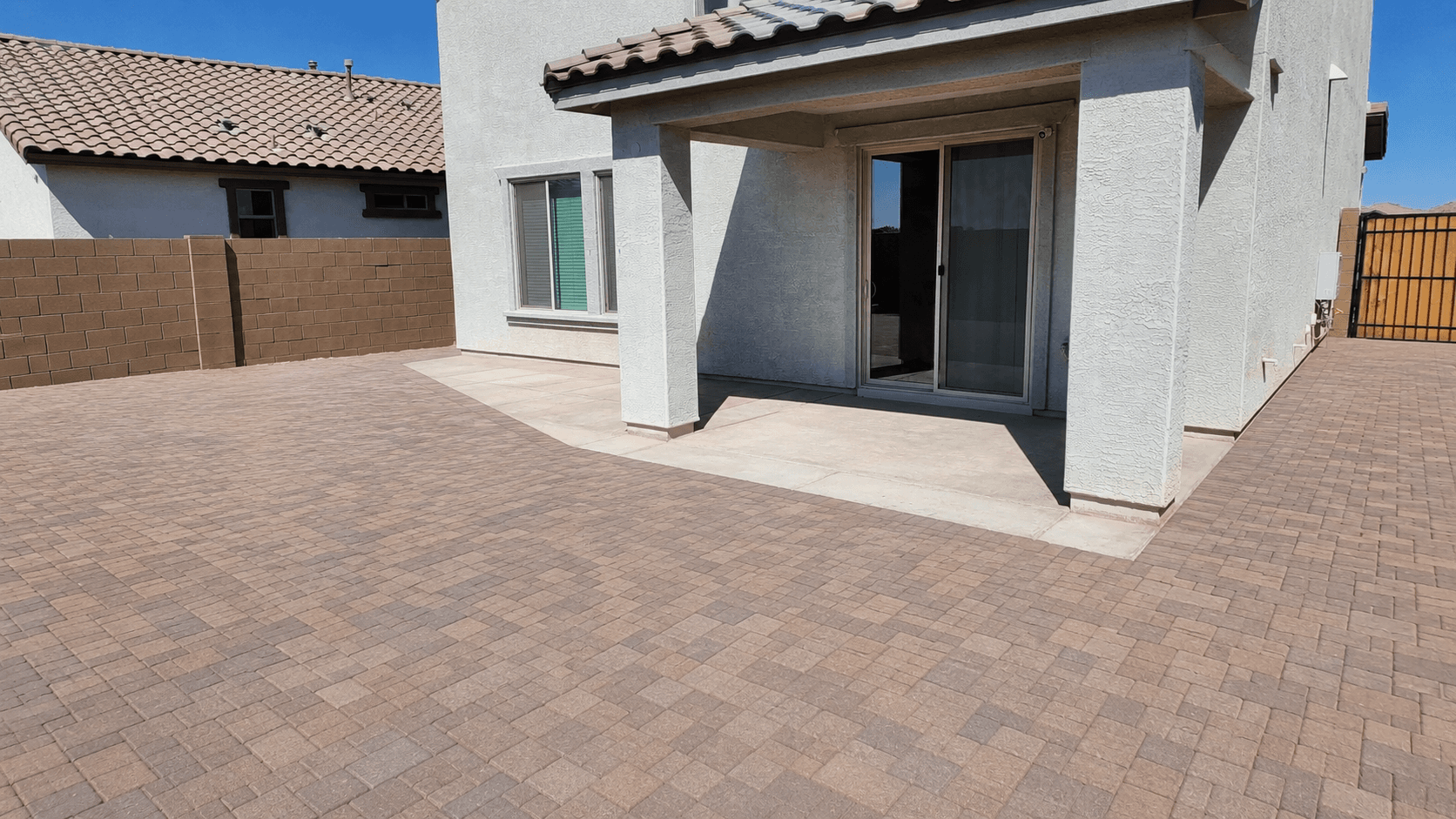 Paver patio extension added to an existing patio — Gilbert, AZ